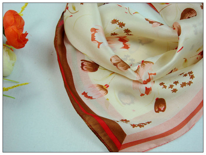 Flower Small Square Silk Scarf
