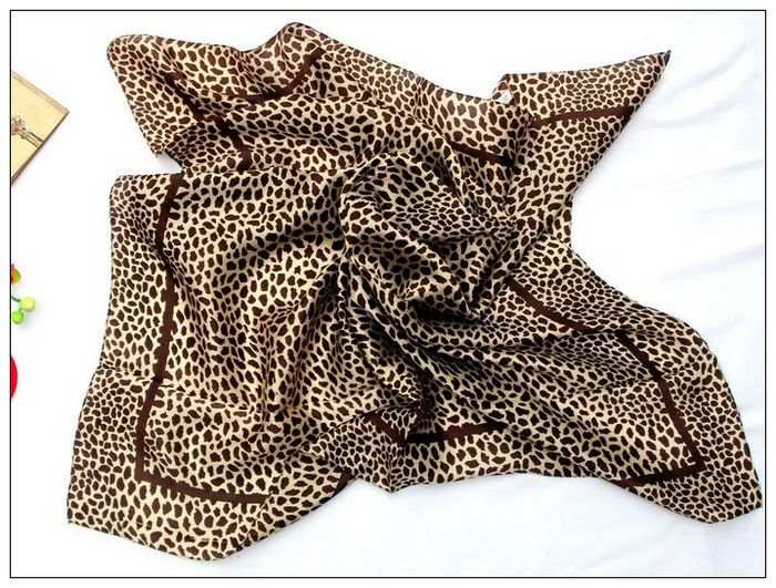 Leopard Print Big Square Silk Scarf