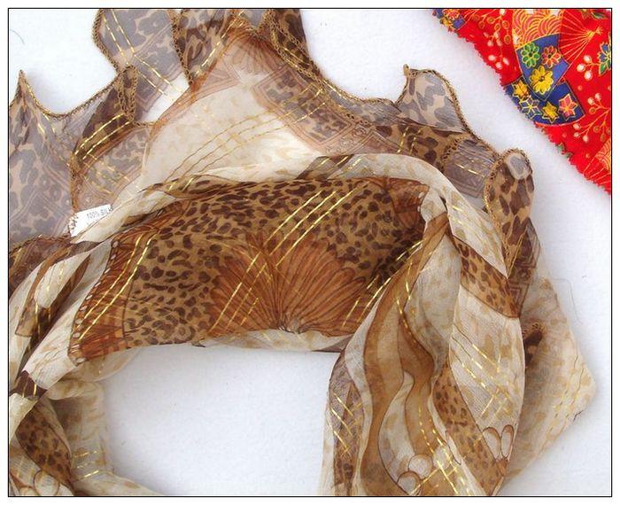 Gold Thread Curling Selvedge Big Square Silk Scarf Gold Thread Curling Selvedge Big Square Silk Scarf