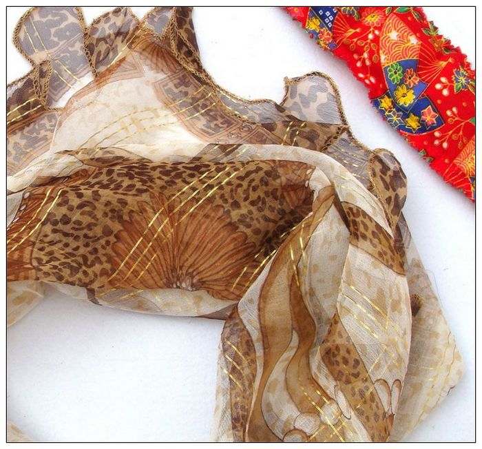 Gold Thread Curling Selvedge Big Square Silk Scarf Gold Thread Curling Selvedge Big Square Silk Scarf