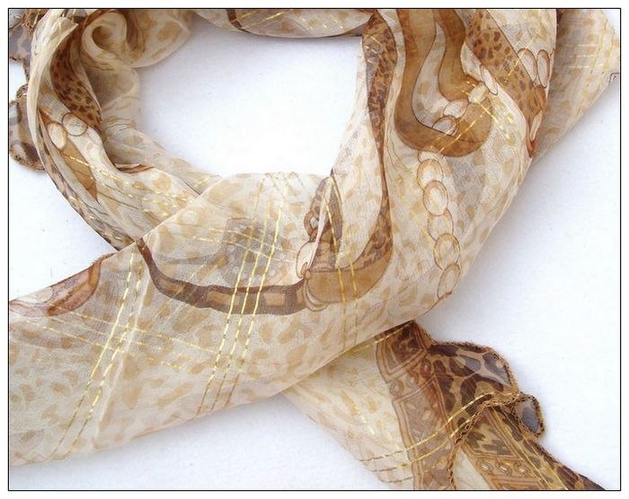 Gold Thread Curling Selvedge Big Square Silk Scarf Gold Thread Curling Selvedge Big Square Silk Scarf