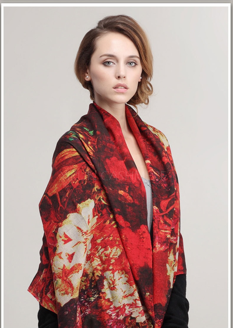 Printing 100%Pure wool Scarf-SWW718