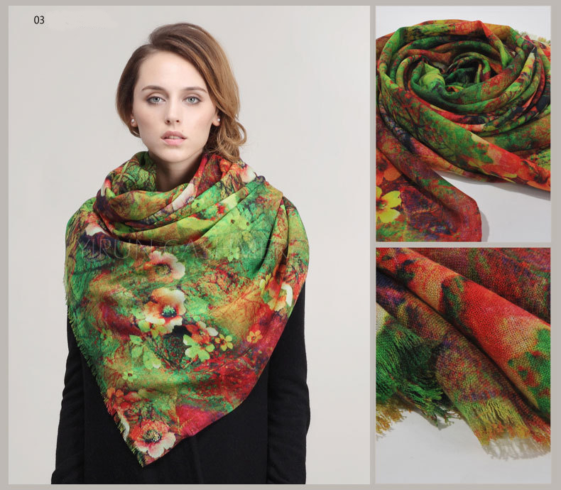 Printing 100%Pure wool Scarf-SWW718