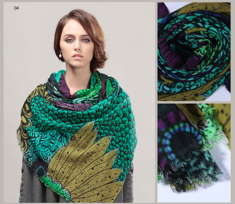 Printing 100%Pure wool Scarf-SWW718