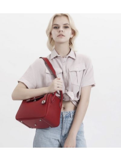 Classical High quality Top Grain Genuine Leather Pillow Boston Bag