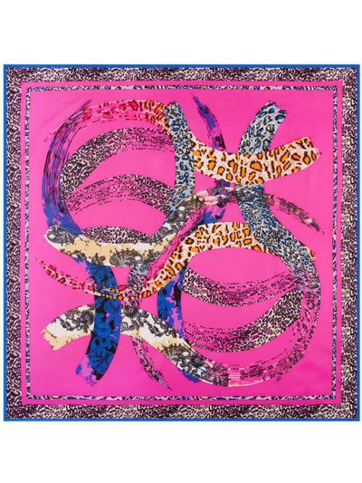 Geometry Arc Leopard Hit Color-43dd1-1 Twill Silk & Polyester 100*100 Scarf Kerchief