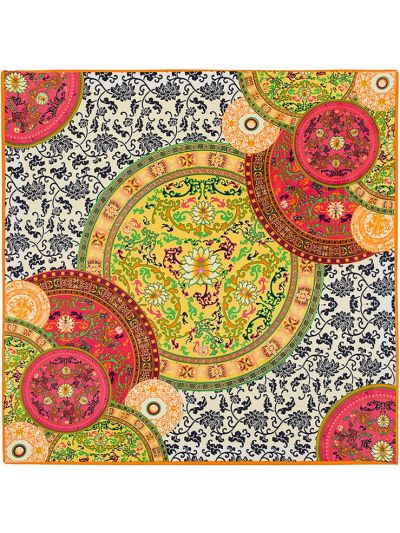 Blue and White Porcelain-0501 Twill Silk & Polyester 100*100 Scarf Kerchief