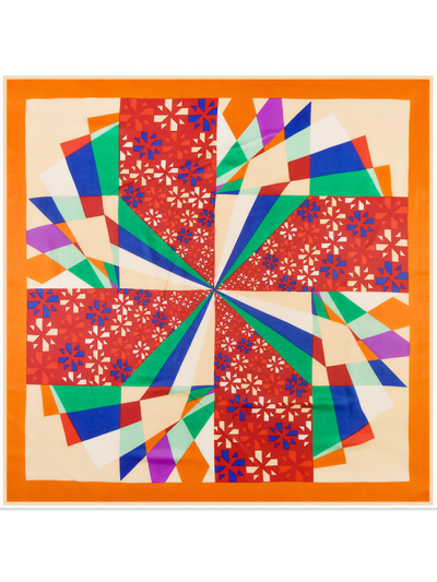 Diamond Windmill Pattern-234323k1 Twill Silk & Polyester 100*100 Scarf Kerchief