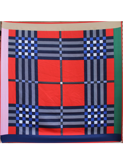 Fringe Lattice-fsf8871 Twill Silk & Polyester 100*100 Scarf Kerchief