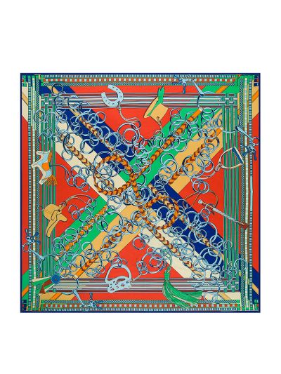 Charm Metal Chain Cartoon Pony-fsd1-2 Twill Silk & Polyester 130*130 Scarf Kerchief