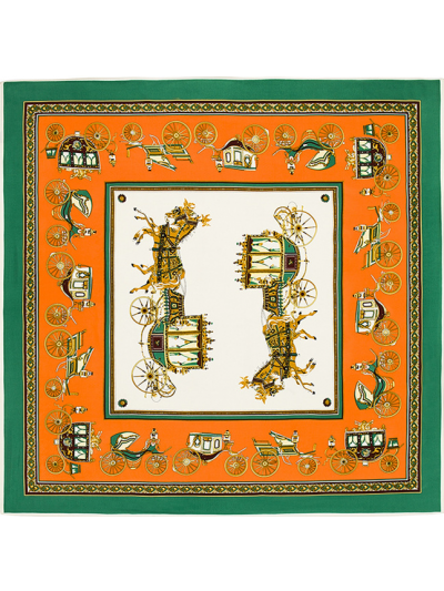 Classic Carriage Chain-0031 Twill Silk & Polyester 130*130 Scarf Kerchief