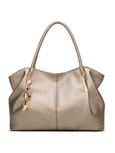Fold Handle Faux Leather PU Large Tote Shoulder Bag
