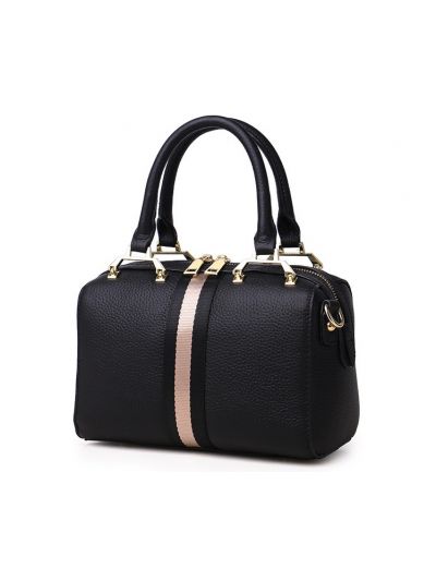 Classic Top Grain Litchi Genuine Leather Boston Bag Pillow Bag