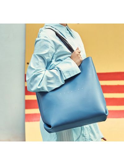 Smooth Vitality Color Genuine Leather Bucket Bag Tote Bag 