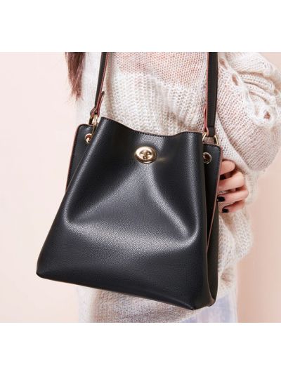 Oil Wax Genuine Leather Large Square Bucket Bag Tote