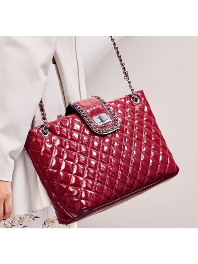 Classic Diamond Soft Genuine Leather Metal Chain Shoulder Bag