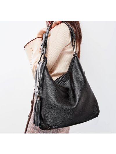 Hot Sale Minimalism Top Grain Genuine Leather Hobo Shoulder Bag