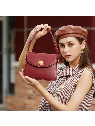 Handle Genuine Leather Flap Bag Shoulder Bag
