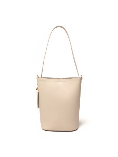 Plain Color Genuine Leather Fashion Women Bucket Bag Shoulder Handbags