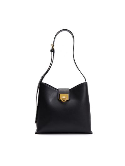 High-capacity Genuine Leather Bucket Bag Cross Body Handbag
