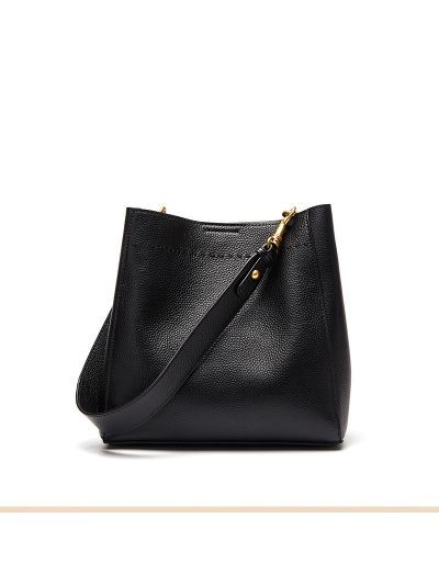 High-capacity Minimalism Top Grain 100% Genuine Leather Bucket Bag Shoulder Bag