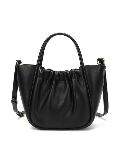 Wrinkled Genuine Leather Shoulder Bag Tote