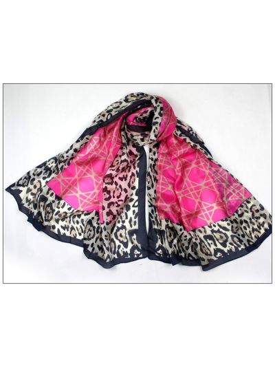 Leopard 100% Pure Silk Scarves Shawl-86010