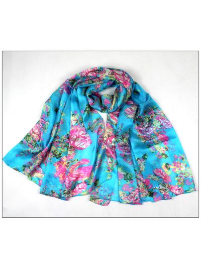 Spring Flowers 100% Pure Silk Scarves Shawl-86002