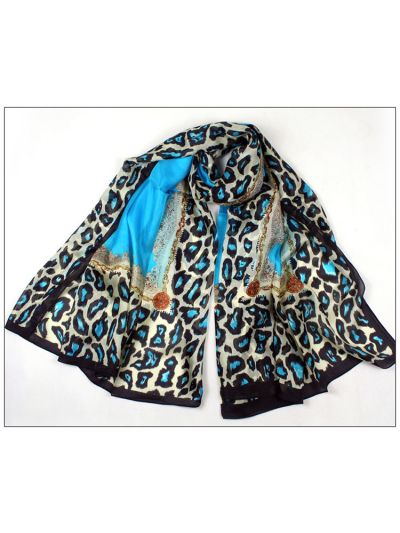 Leopard 100% Pure Silk Scarves Shawl-86046