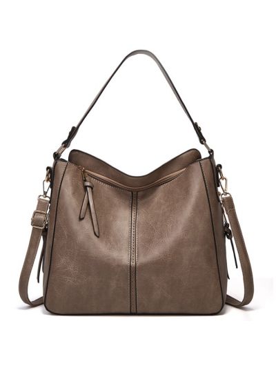 Retro Oil Wax Faux Leather PU Tote Shoulder Bag