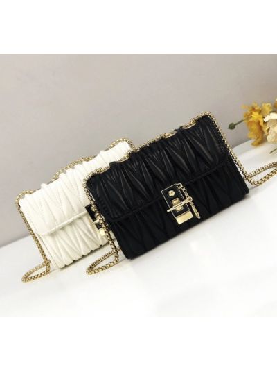 Fashion Fold Faux Leather PU Metal Chain Flap Bag Cross Body Bag