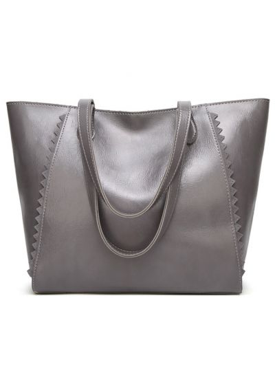 Sawtooth Large Faux Leather Shoulder Bag Tote