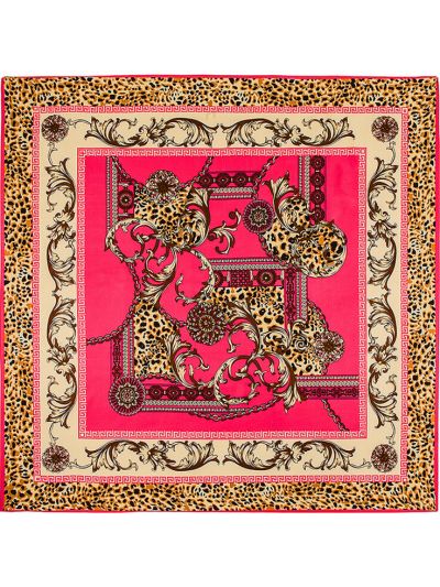 Leopard Court Pattern-0342 Twill Silk & Polyester 100*100 Scarf Kerchief