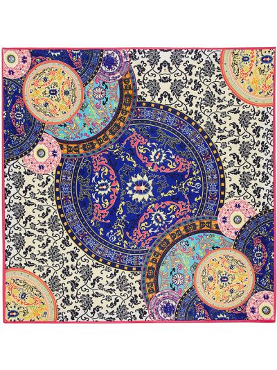 Blue and White Porcelain-0502 Twill Silk & Polyester 100*100 Scarf Kerchief