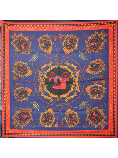 Carriage Rope Tassels-2342342 Silk & Polyester 100*100 Scarf Kerchief