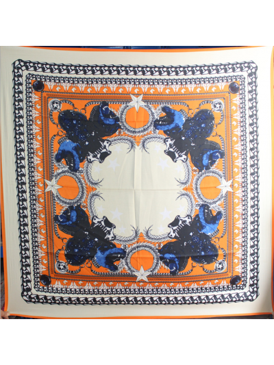 Zoology Pattern-fsdf2 Twill Silk & Polyester 100*100 Scarf Kerchief