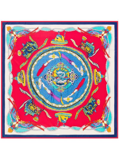 Chinese Style Element Wishful Dragon-fsd2-1 Twill Silk & Polyester 130*130 Scarf Kerchief