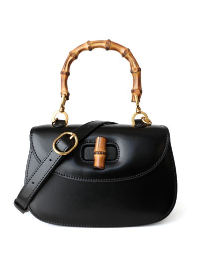 Classic High Quality Genuine Leather bamboo Handle Handbag Saddle Bag