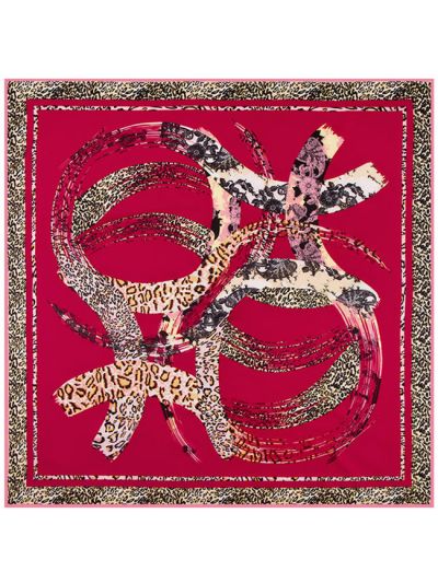 Geometry Arc Leopard Hit Color-43dd3-1 Twill Silk & Polyester 100*100 Scarf Kerchief