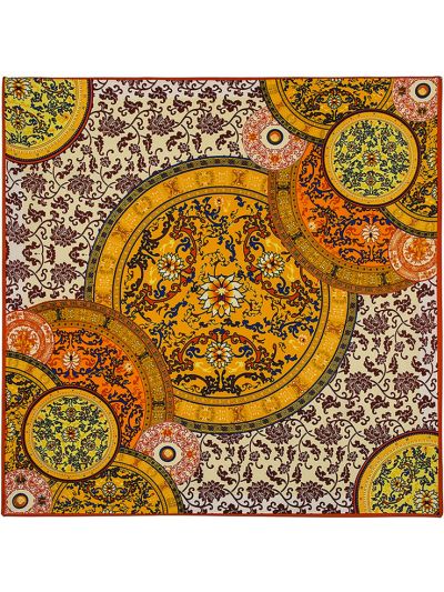 Blue and White Porcelain-0503 Twill Silk & Polyester 100*100 Scarf Kerchief