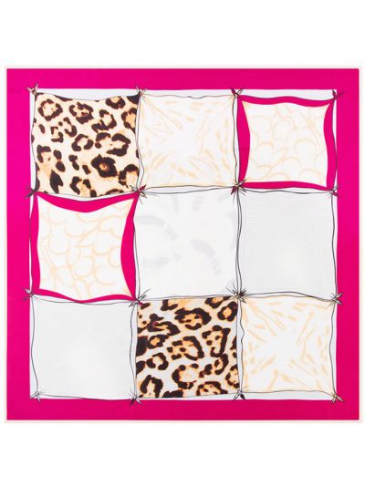 Leopard Wave Nine Grid-2343 Twill Silk & Polyester 100*100 Scarf Kerchief