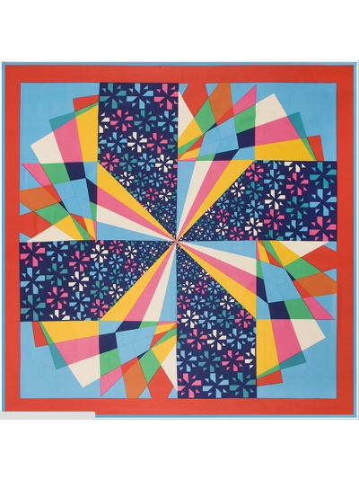 Diamond Windmill Pattern-234323k3 Twill Silk & Polyester 100*100 Scarf Kerchief