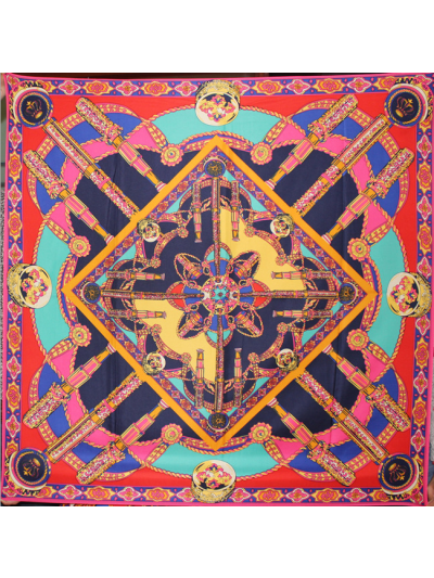 An Crown-54343 Twill Silk & Polyester 100*100 Scarf Kerchief