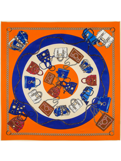 Classic Handbag Pattern-0203 Twill Silk & Polyester 100*100 Scarf Kerchief