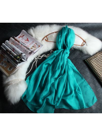 Solid Color 100% Silk Chiffon Scarves Beach Towel Wrap-Green