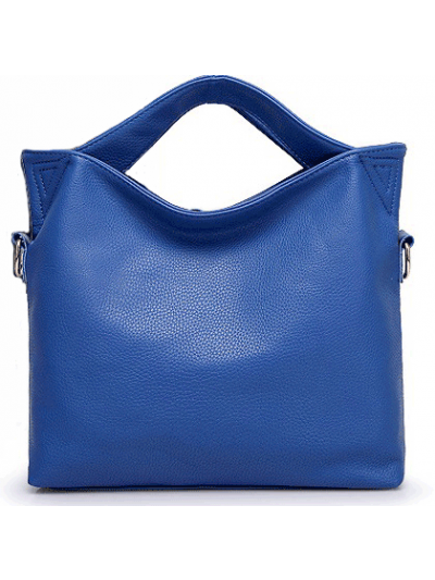 Solid Color PU Shoulder Bag Hobo Bag-Blue