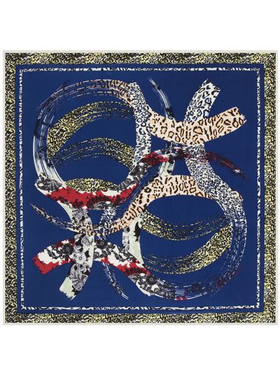 Geometry Arc Leopard Hit Color-43dd4-1 Twill Silk & Polyester 100*100 Scarf Kerchief