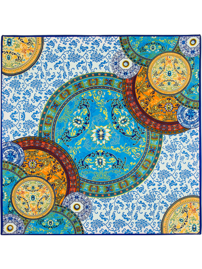 Blue and White Porcelain-0504 Twill Silk & Polyester 100*100 Scarf Kerchief