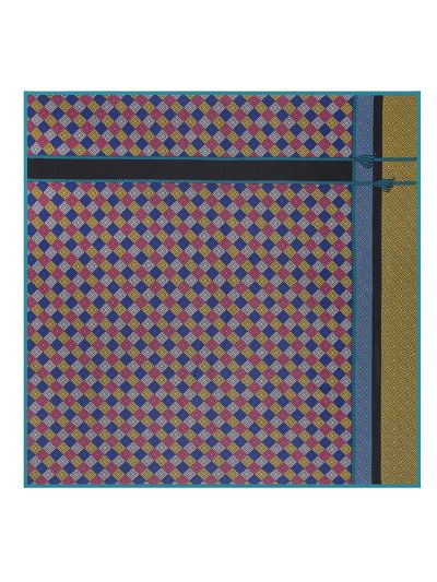 Lattice Mosaic Tassels-fsdf34 Silk & Polyester 100*100 Scarf Kerchief