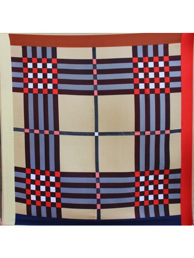 Fringe Lattice-fsf8874 Twill Silk & Polyester 100*100 Scarf Kerchief